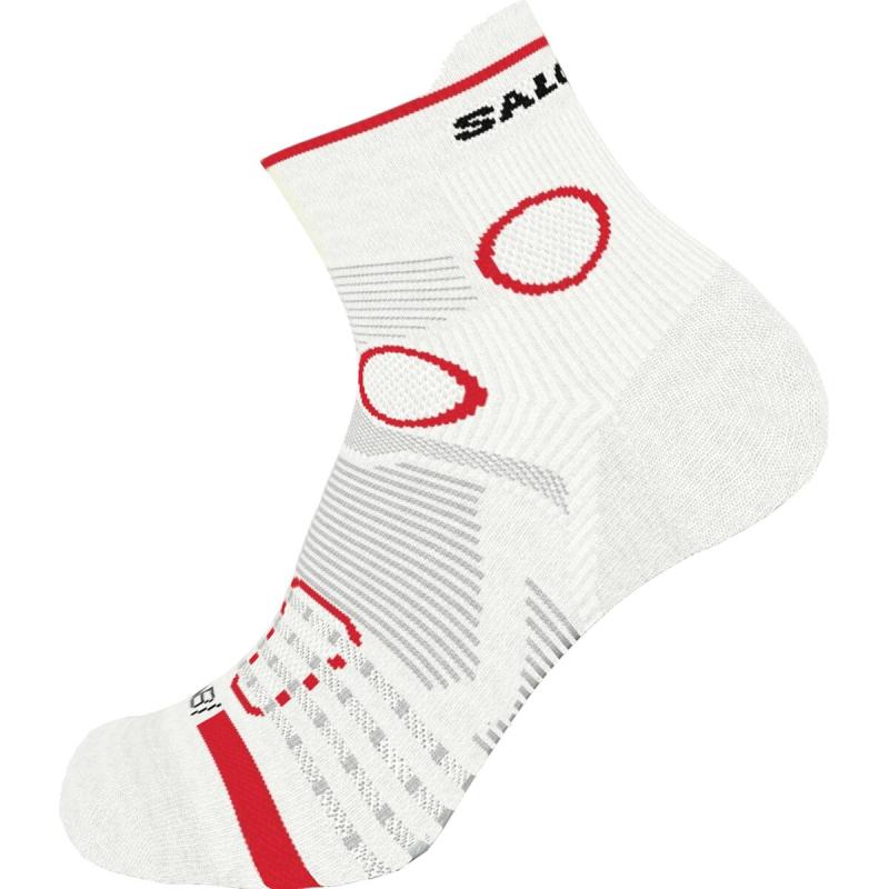 Bežecké ponožky Salomon S/LAB PULSE ANKLE White / Fiery Red