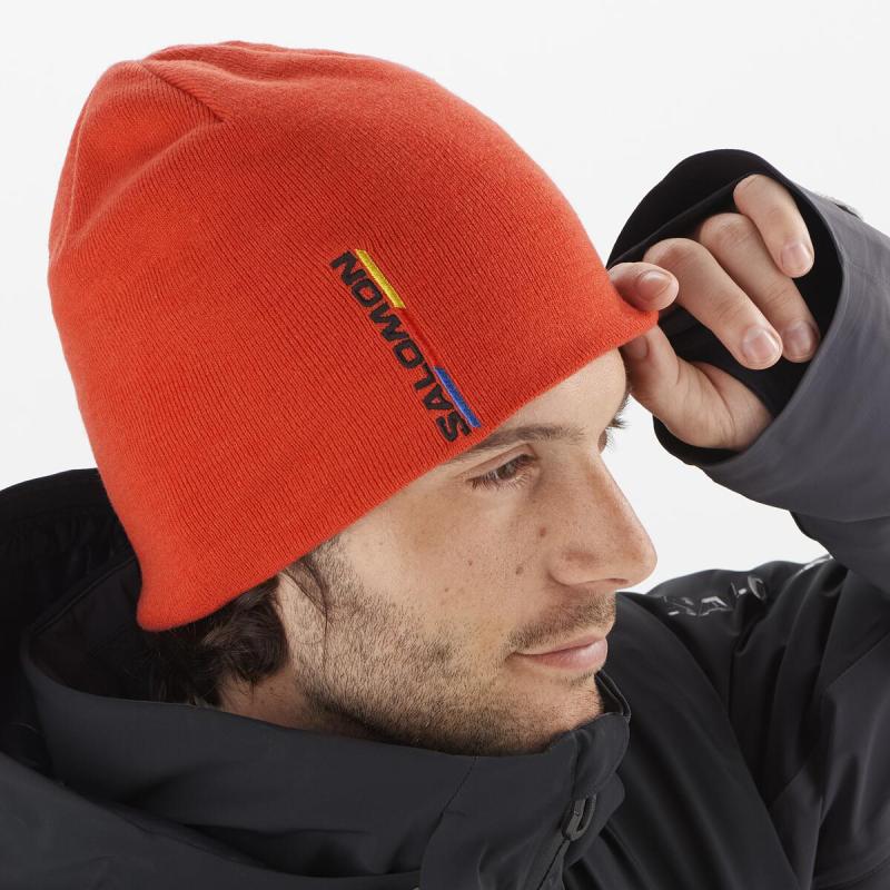 Zimná čiapka SALOMON Čiapka GRAPHIC BEANIE Fiery Red