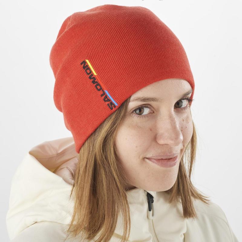 Zimná čiapka SALOMON Čiapka GRAPHIC BEANIE Fiery Red