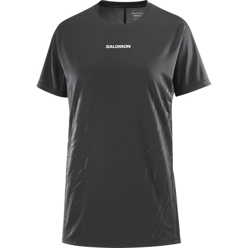 Dámske bežecké tričko Salomon SENSE AERO SS TEE GFX W DEEP BLAC