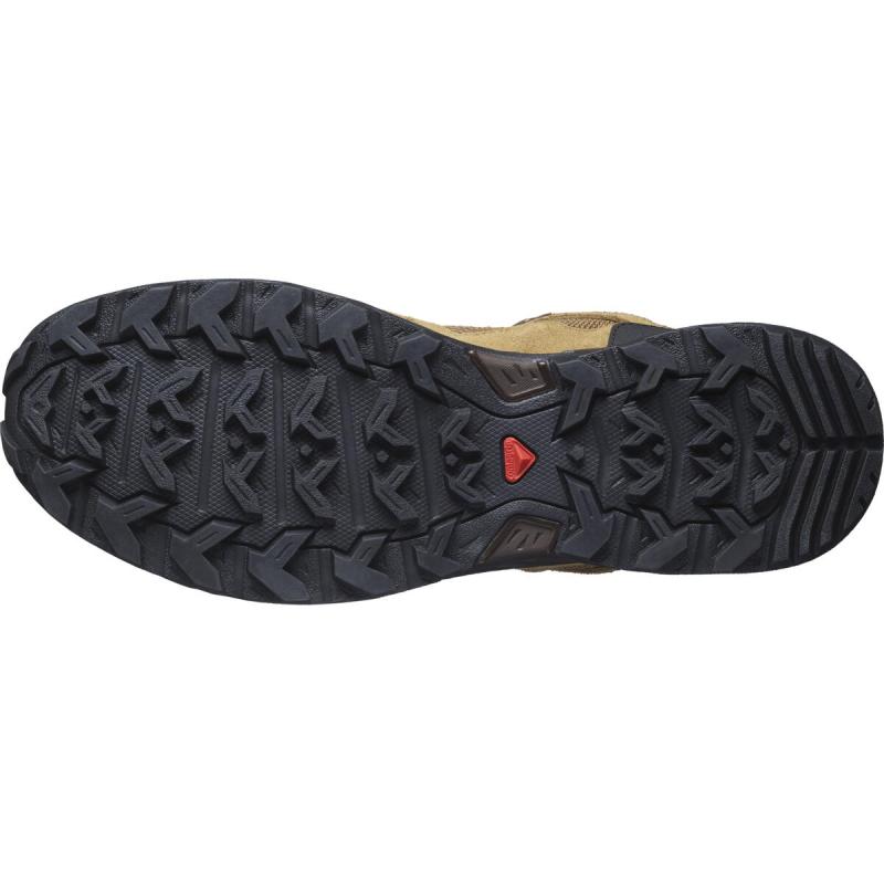 Pánska outdoorová obuv Salomon X WARD LEATHER MID GTX Kangaro / Black / Dull Gold
