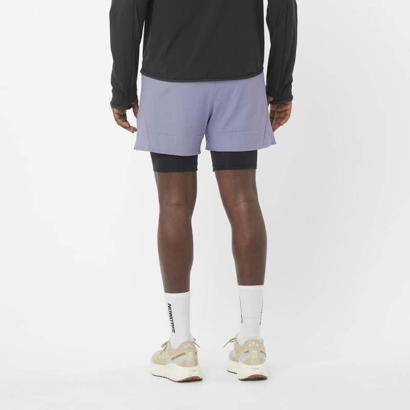 Bežecké nohavice Salomon SENSE 2IN1 SHORTS M BLUE GRANITE 3