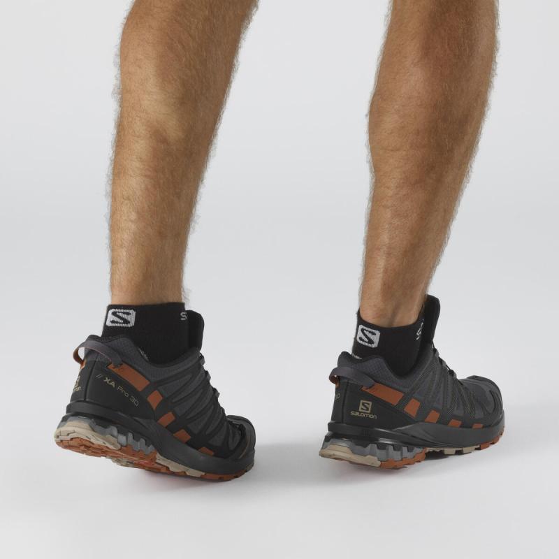 Pánska trailová obuv Salomon XA PRO 3D v8 GTX WIDE Ebony / Caramel - širší strih