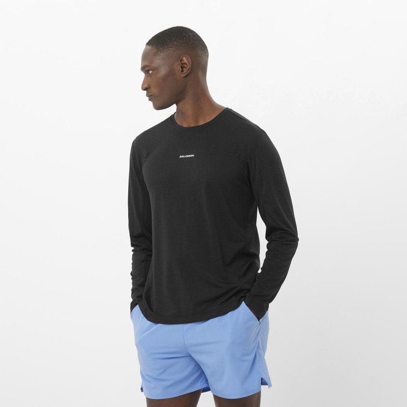 Pánske bežecké tričko Tričko SHKout CORE LS TEE M Deep Black 1