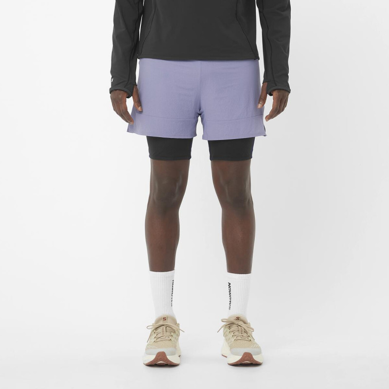 Bežecké nohavice Salomon SENSE 2IN1 SHORTS M BLUE GRANITE 2