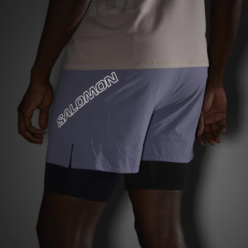 Bežecké nohavice Salomon SENSE 2IN1 SHORTS M BLUE GRANITE 6