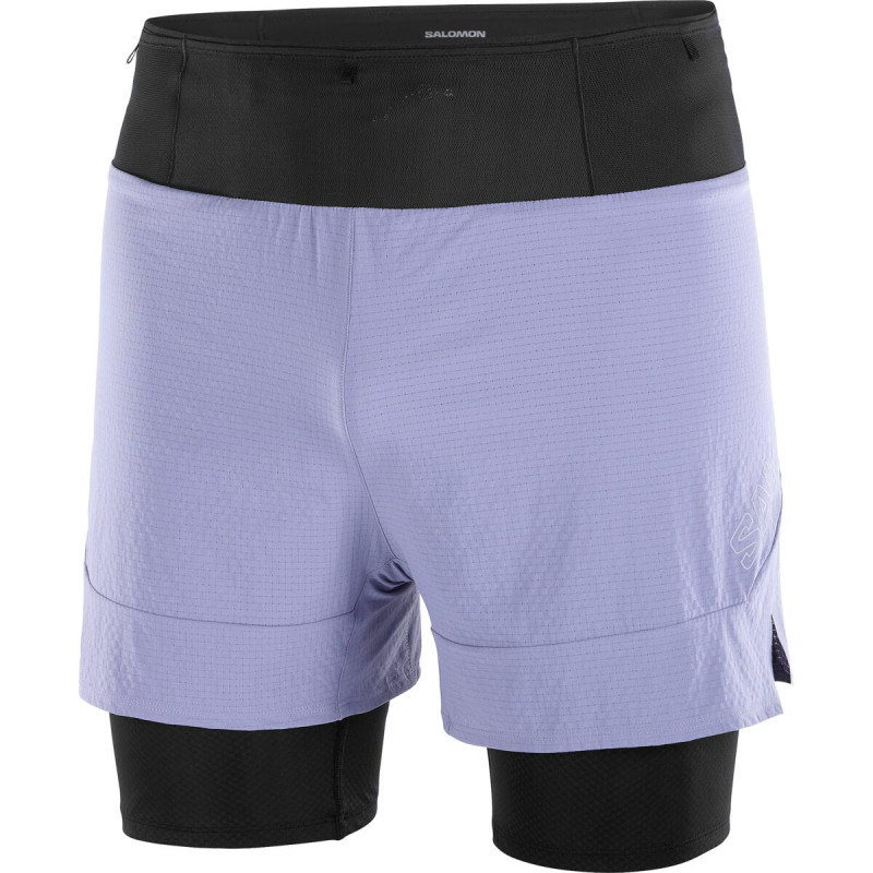 Bežecké nohavice Salomon SENSE 2IN1 SHORTS M BLUE GRANITE