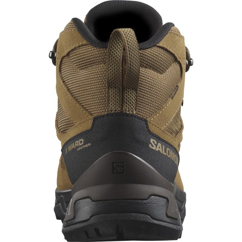 Pánska outdoorová obuv Salomon X WARD LEATHER MID GTX Kangaro / Black / Dull Gold