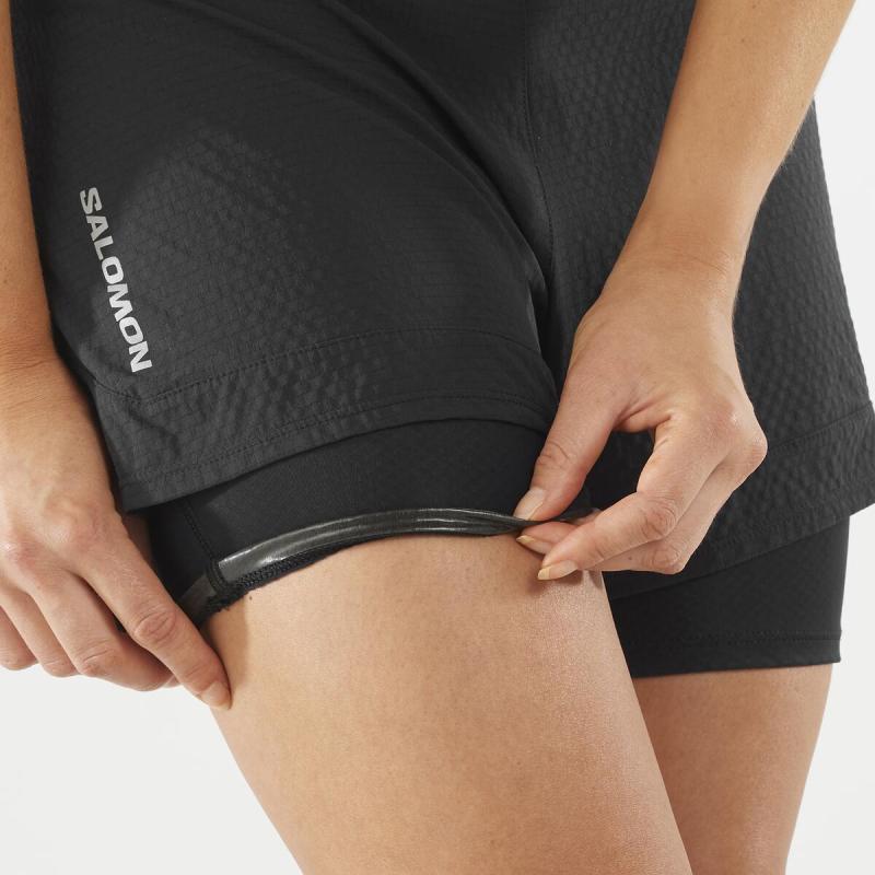 Dámske bežecké trenky Salomon SENSE AERO 2IN1 SHORT W DEEP BLACK