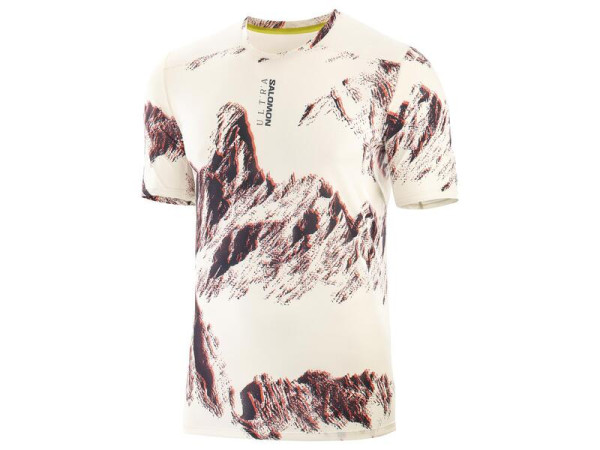 Bežecké tričko Salomon S/LAB ULTRA TEE AOP M Vanilla