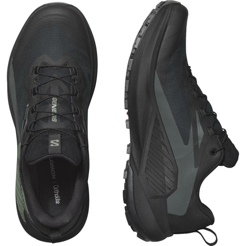 Nepremokavá bežecká obuv Salomon GENESIS GTX Black / Agave Green / Urban Chic