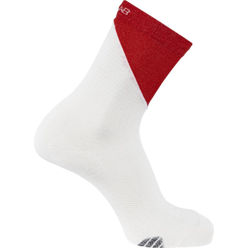 Bežecké ponožky Salomon S/LAB PHANTASM CREW White / Fiery Red