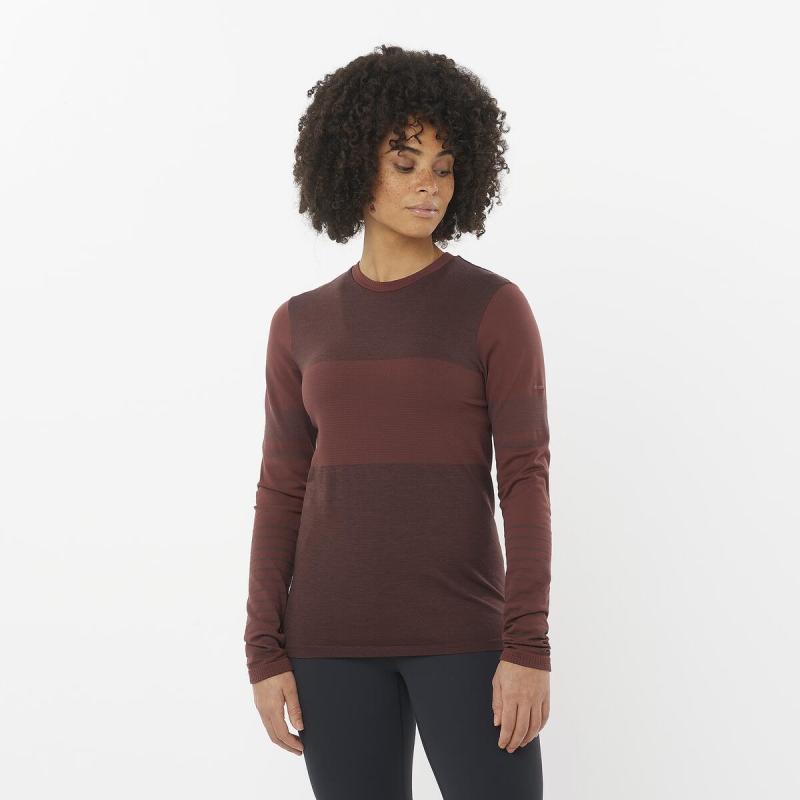 Dámske tričko Salomon SNTIAL WOOL LS TOP W RUM RAISIN