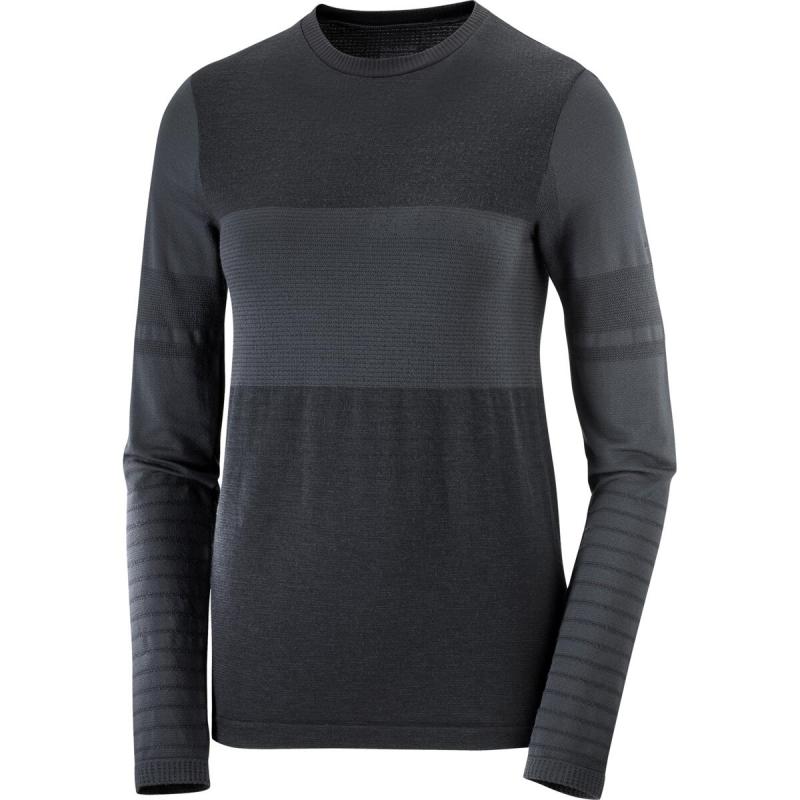 Dámske tričko Salomon SNTIAL WOOL LS TOP W DEEP BLACK