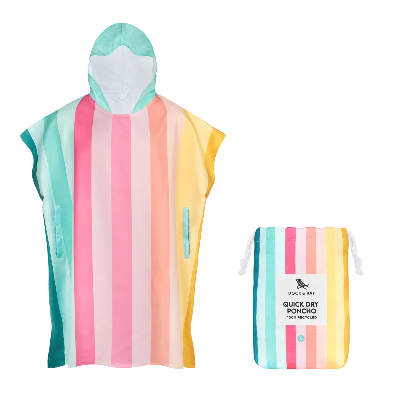 Dospelácke pončo Dock and Bay Quickdry Hooded Poncho - Coastal Candy