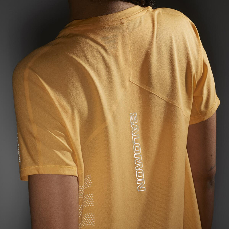 Dámske bežecké tričko Salomon SENSE AERO SS TEE GFX W WARM APRI 2