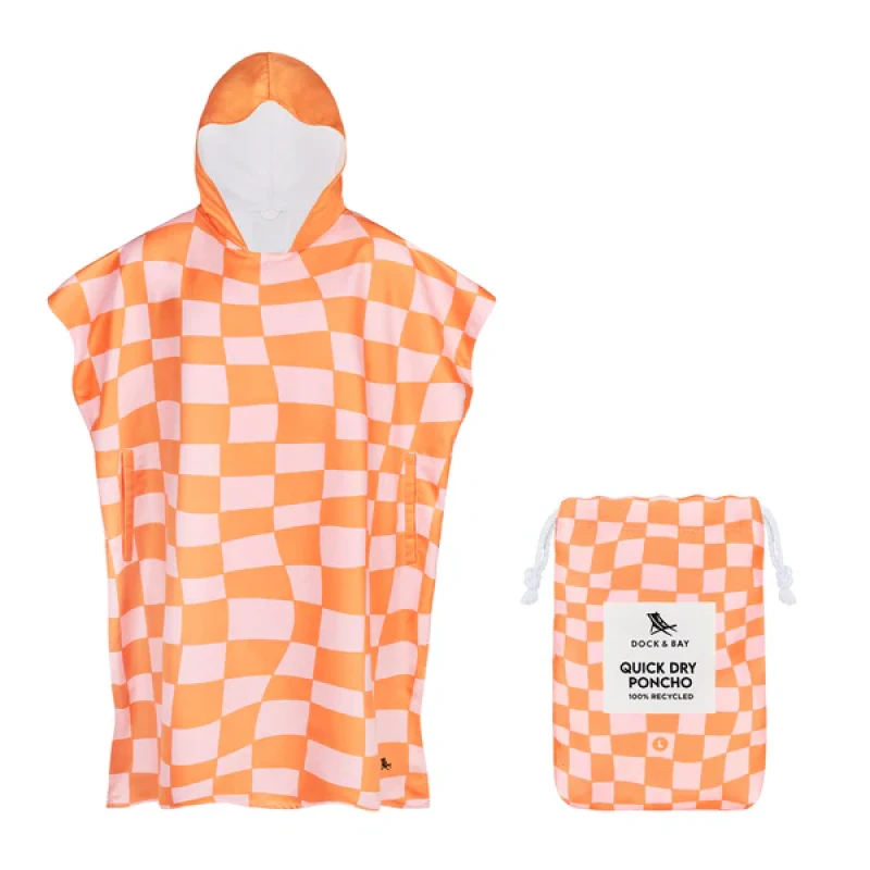 Dospelácke pončo Dock and Bay Quickdry Hooded Poncho - Groovy Check