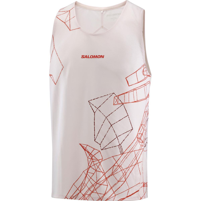Bežecké tielko S/LAB SPEED SINGLET M LILAC ASH/Fiery Red