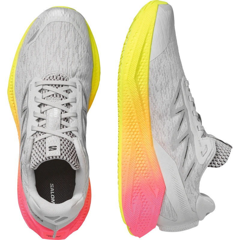 Pánska cestná bežecká obuv Salomon AERO GLIDE 4 GRADIENT Gray Violet / Safety Yellow 5