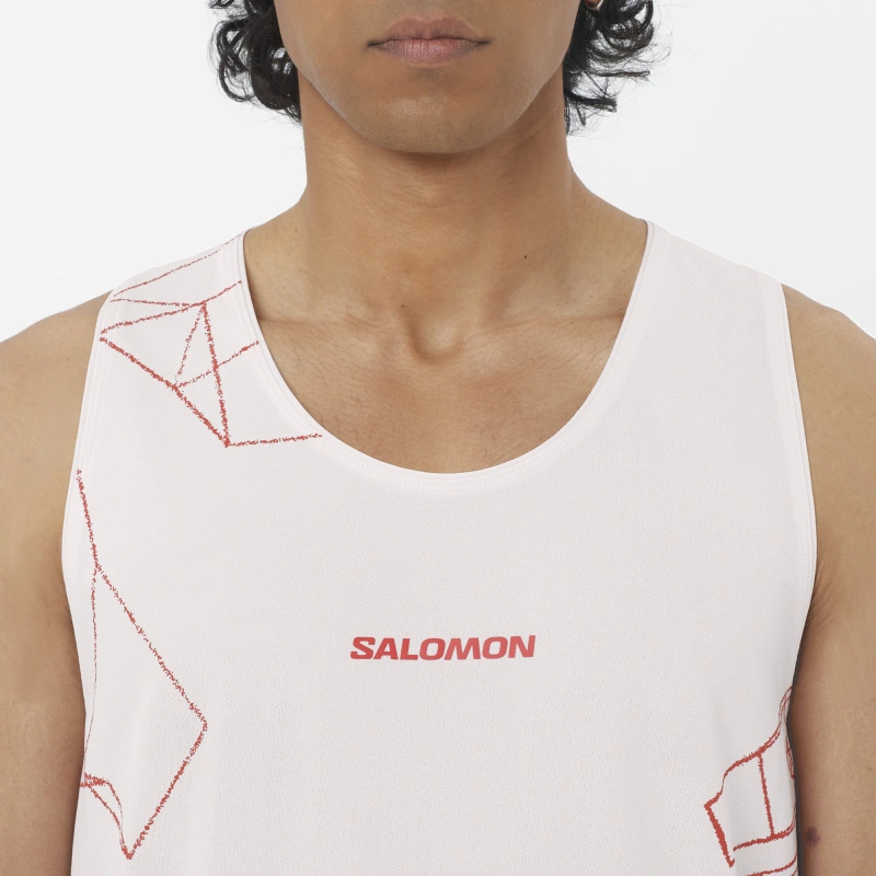 Bežecké tielko Salomon S/LAB SPEED SINGLET M Lilac Ash / Fiery Red 2