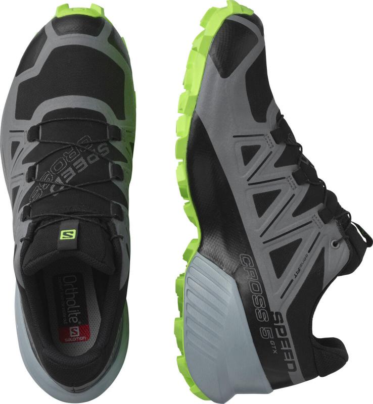Pánska trailová obuv Salomon SPEEDCROSS 5 GTX Black / Shade / Green Gecko