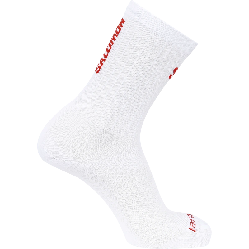 Bežecké ponožky Salomon S/LAB PHANTASM CREW White / Fiery Red
