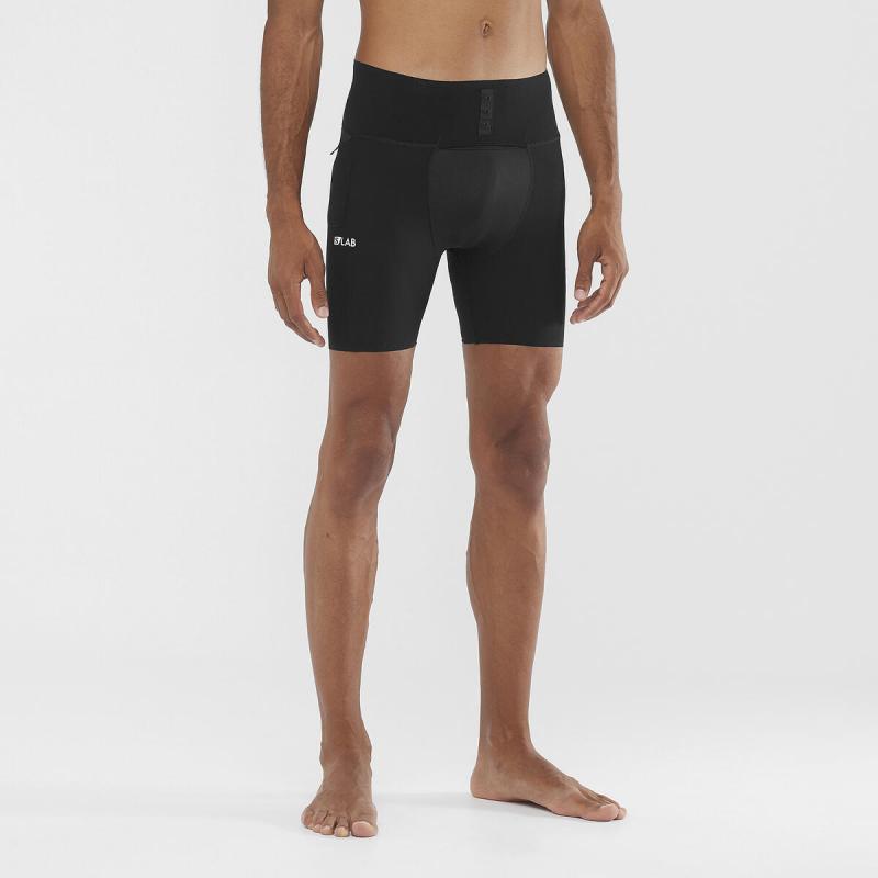 Pánske bežecké nohavice Salomon S/LAB SUPPORT HALF TIGHT Black