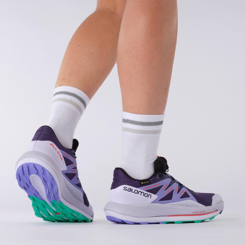 Dámska nepremokavá trailová bežecká obuv Salomon PULSAR TRAIL GTX W ASTRAL AURA/PURPLE 7