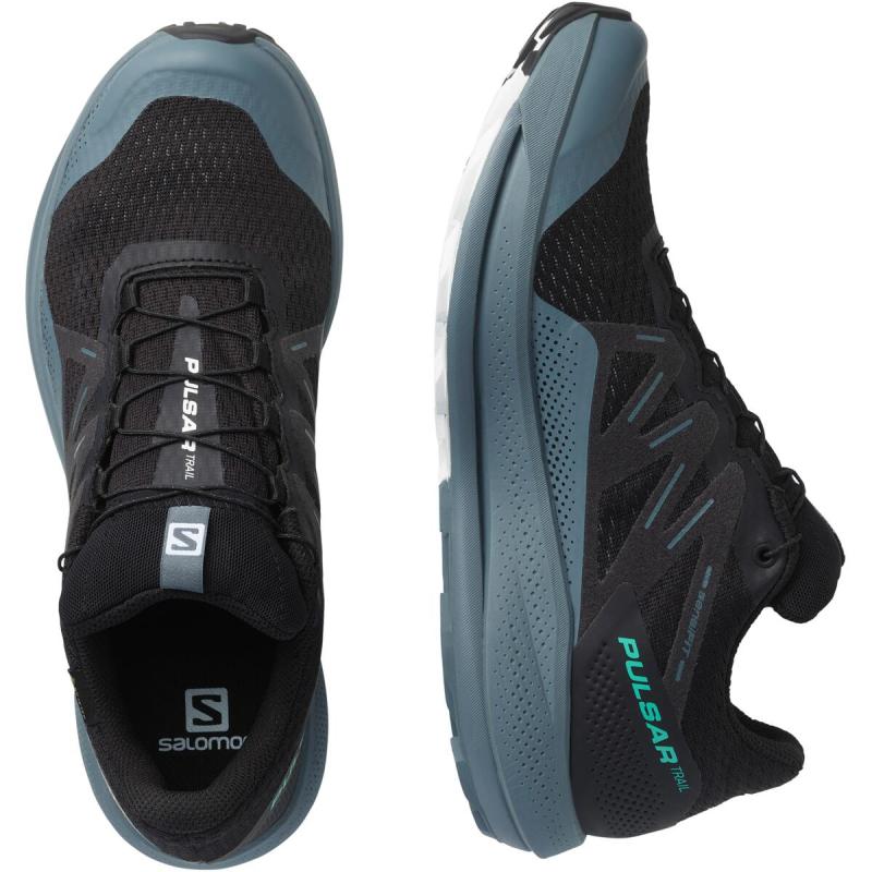 Pánska nepremokavá trailová bežecká obuv Salomon PULSAR TRAIL GTX Black/StoWea/Mint