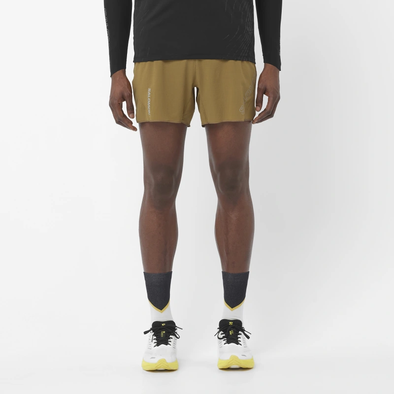 Pánske bežecké trenky Salomon SENSE AERO 5'' SHORTS M BRILLIANT OLIVE 3