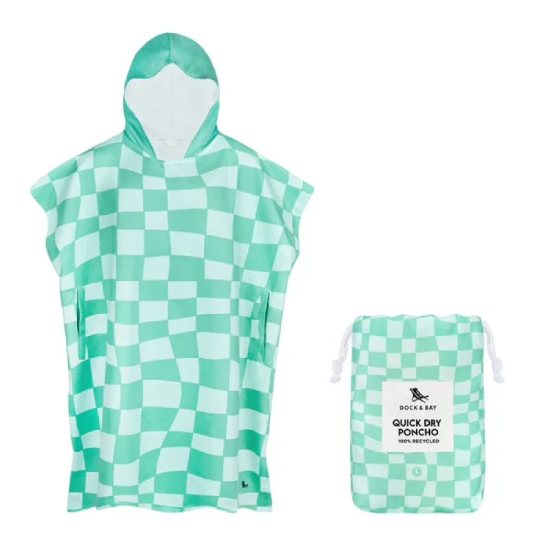 Dospelácke pončo Dock and Bay Quickdry Hooded Poncho - Groovy Check