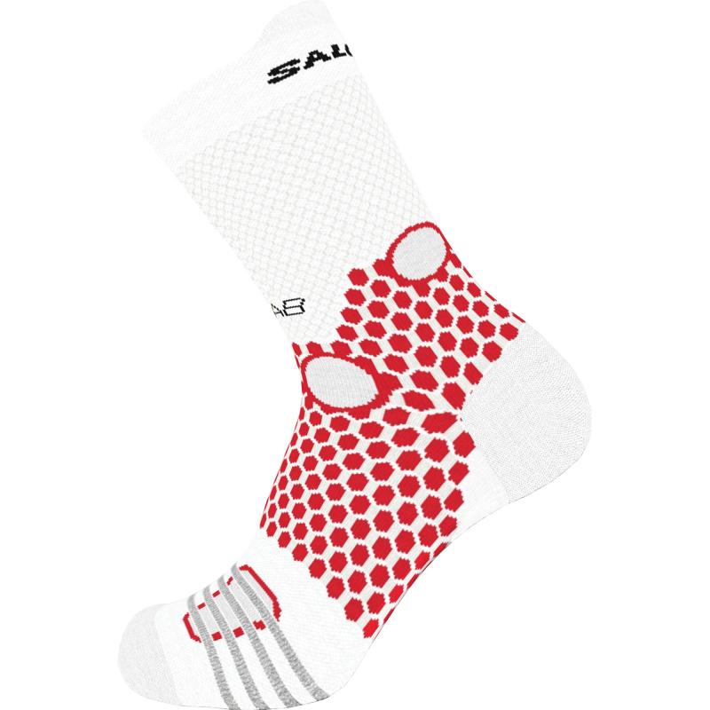Bežecké ponožky Salomon S/LAB ULTRA CREW White / Fiery Red