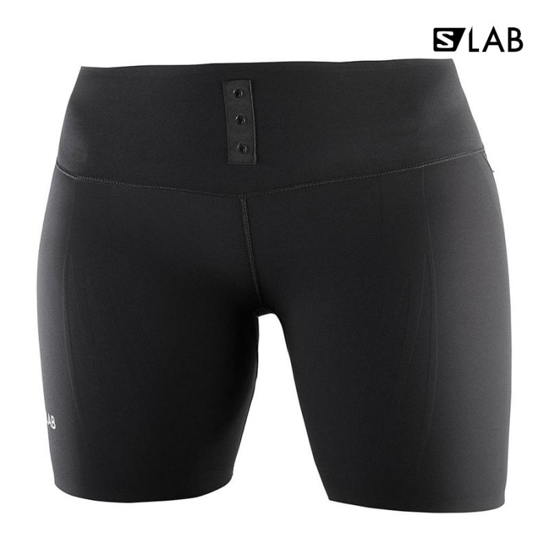 Dámske bežecké nohavice Salomon S/LAB SUPPORT HALF TIGHT W Black