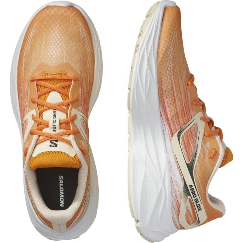 Pánska cestná bežecká obuv Salomon AERO GLIDE Orange Pepper / Bleached Sand / White