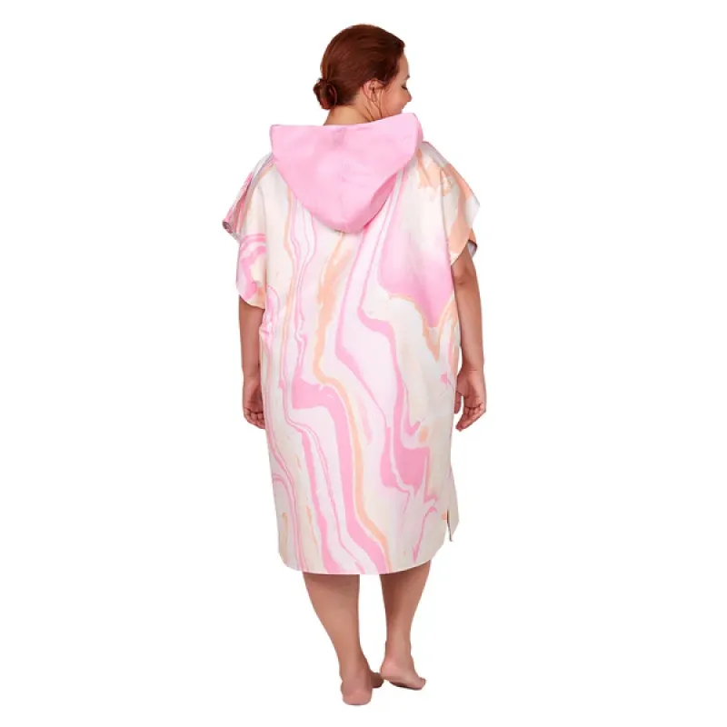 Dospelácke pončo Dock and Bay Quickdry Hooded Poncho - Marble - Peach Melba