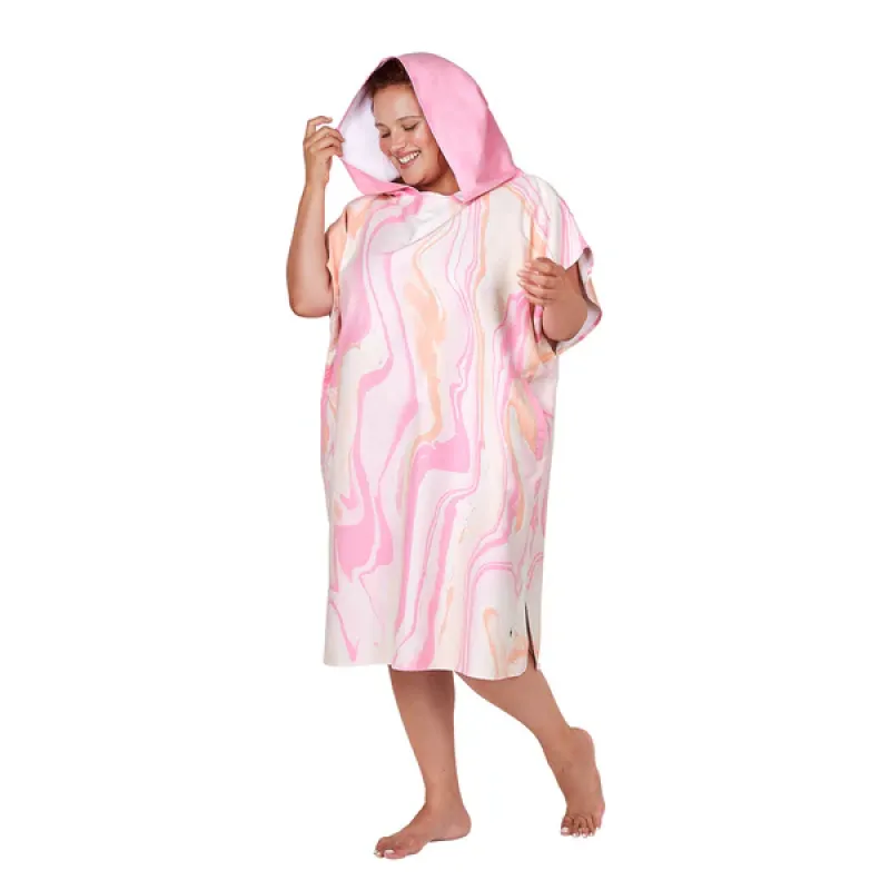 Dospelácke pončo Dock and Bay Quickdry Hooded Poncho - Marble - Peach Melba