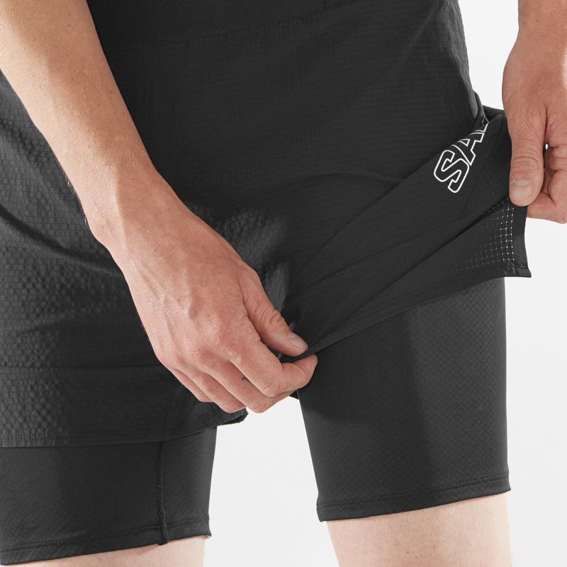 Bežecké nohavice Salomon SENSE 2IN1 SHORTS M Deep Black