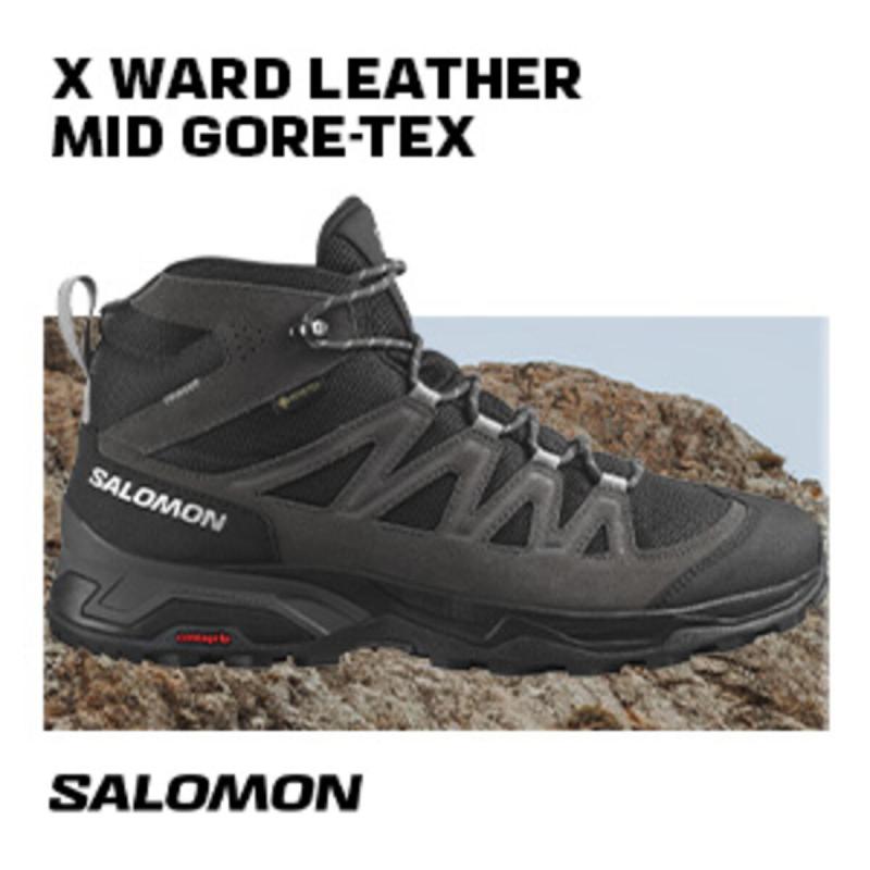 Pánska outdoorová obuv Salomon X WARD LEATHER MID GTX Phantm/Black