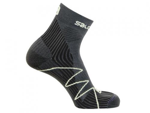 Ponožky SALOMON FAST WINGS Black/ Gray / Green