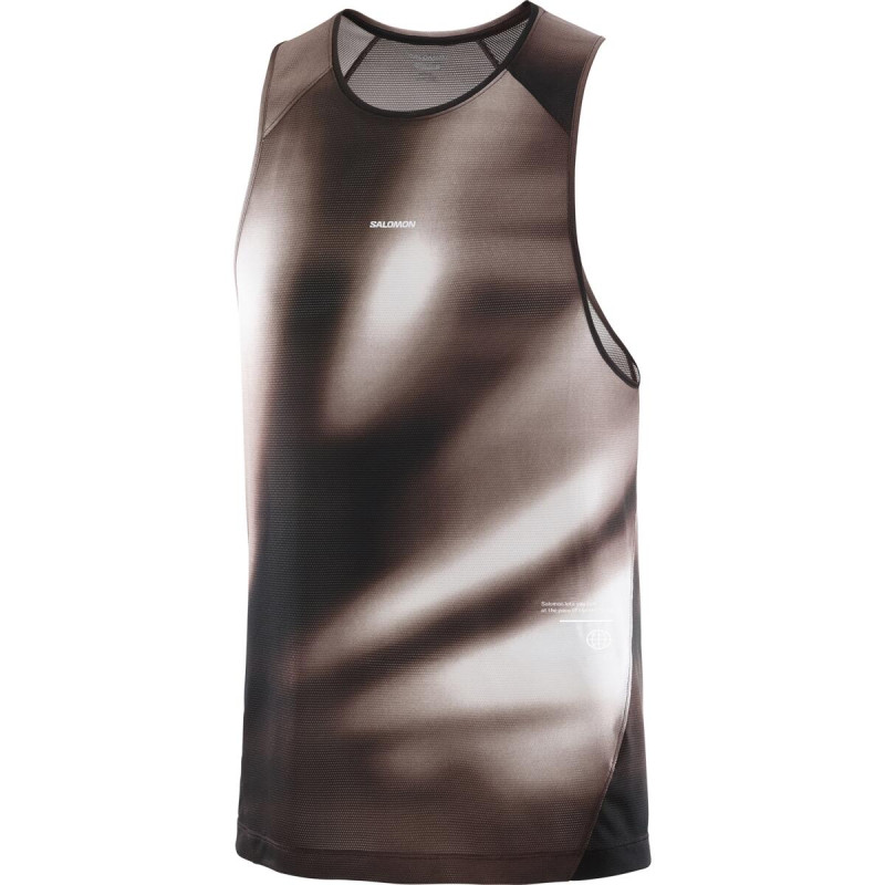Bežecké tielko salomon SHKout CORE TANK GFX M Coffee Bea