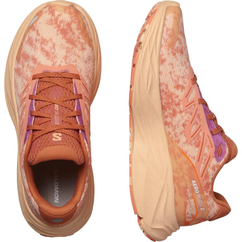 Dámska cestná bežecká obuv Salomon AERO GLIDE 2 W Spice Route / Peach Quartz / Fresh Salmo