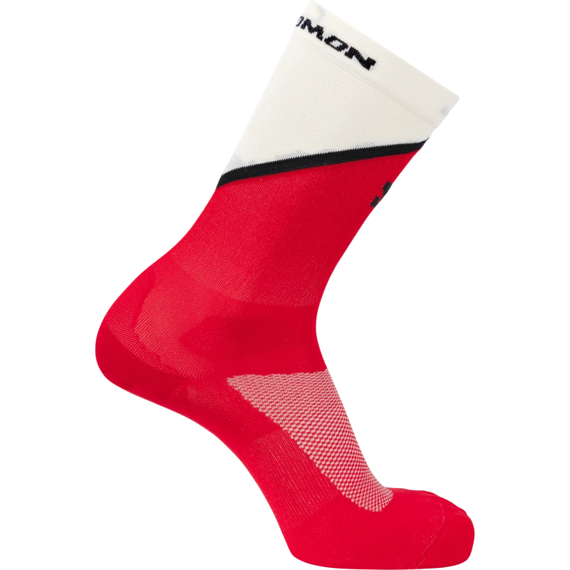 Ponožky Salomon PULSE CREW Fiery Red / VANILLA ICE