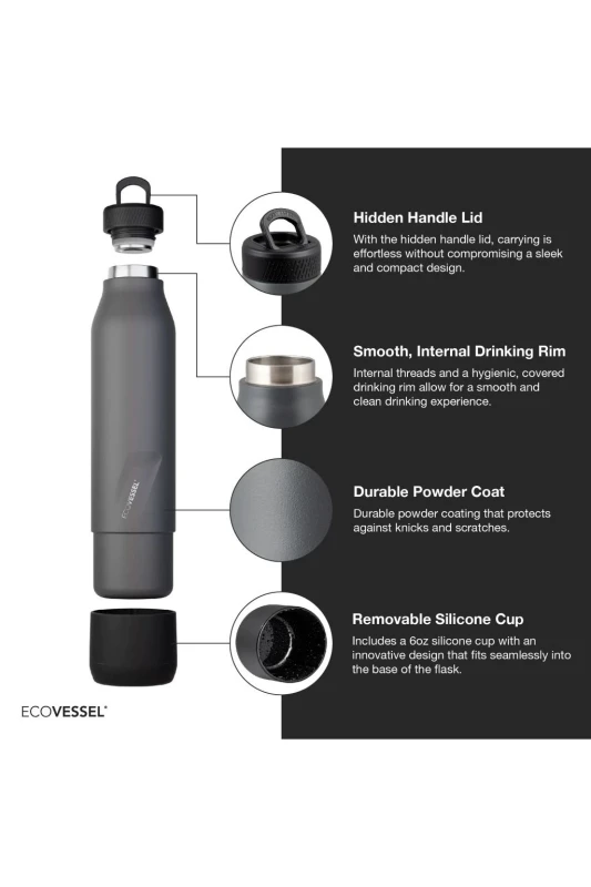 Nerezová termoska s pohárikom Eco Vessel Decanter 740ml Gray 7