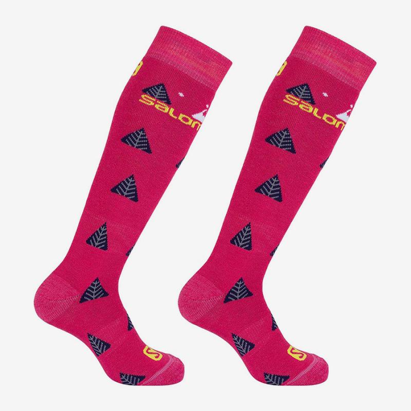 Detské ponožky Salomon TEAM JR / 2 PACK Pink Yarro / Sulphur