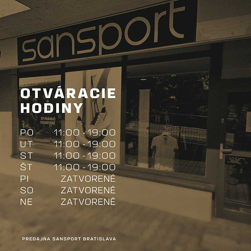 Letné otváracie hodiny predajne Sansport v Bratislave - Showroom Salomon