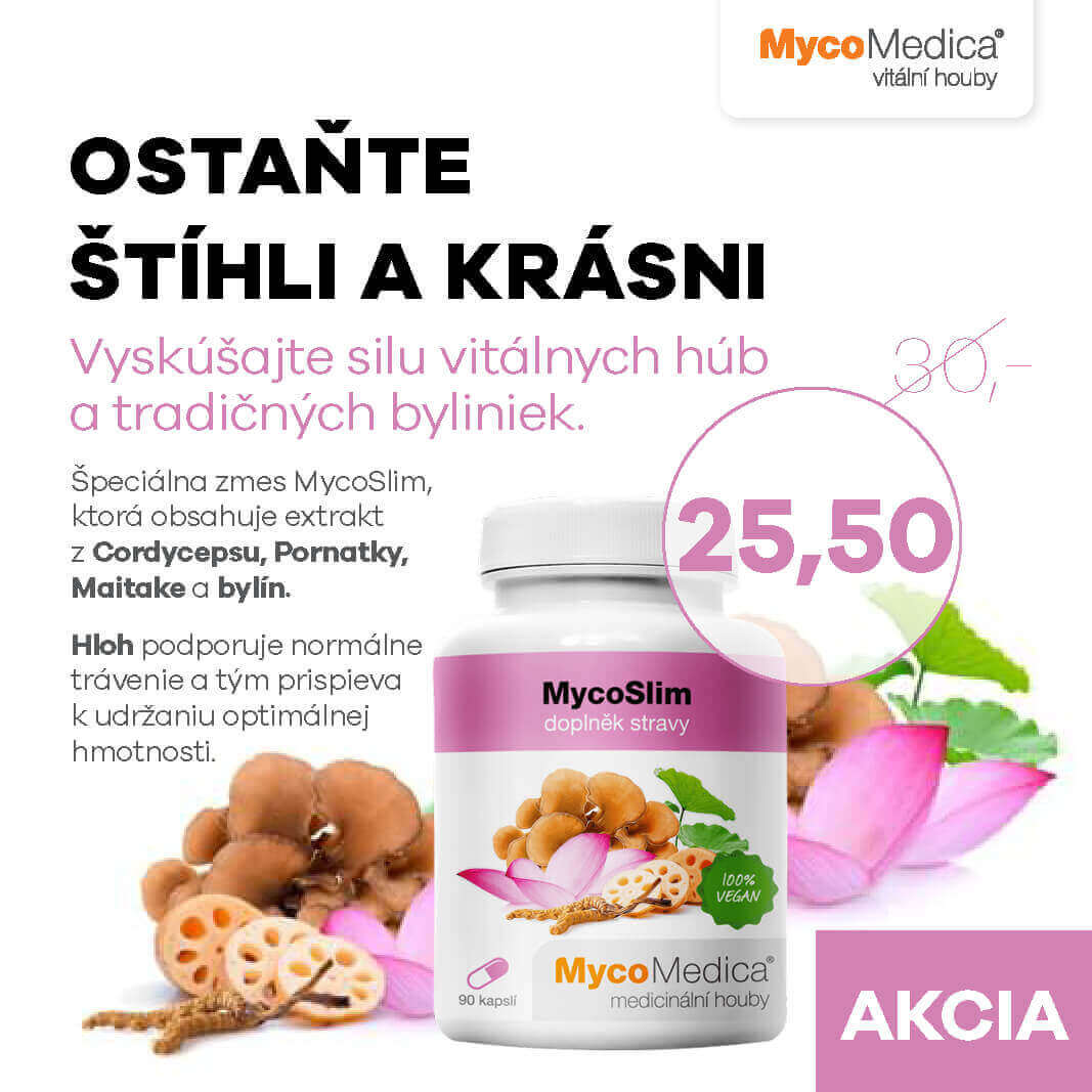 Ostaňte štíhli a krásni s vitálnymi hubami MycoSlim od MycoMedica - Cordyceps, Pórnatka, Maitake, Hloh - Sansport predajňa Bratislava