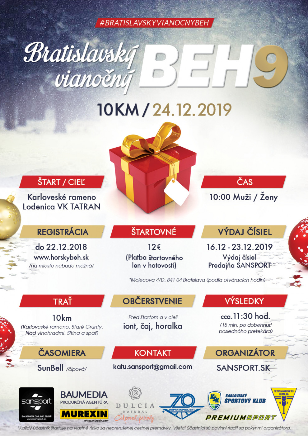 Bratislavsky vianocny beh Sansport - propozicie