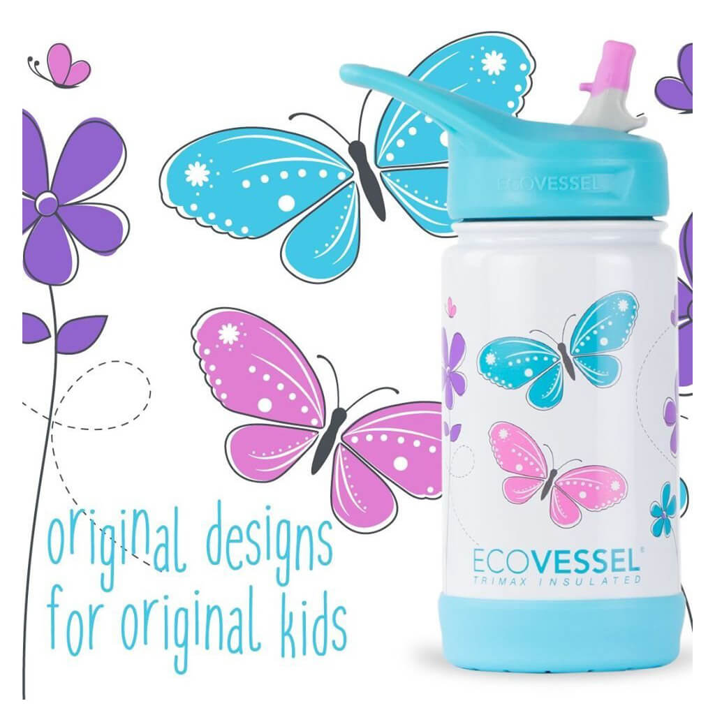 Detská termoska Eco Vessel s motýlikmi - Zdravé fľaše pre deti