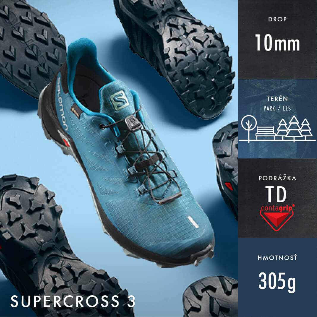 Obuv Salomon Supercross - 10mm drop - Najlepšia obuv do parku a lesného terénu pre rekračných bežcov a začiatočníkov.