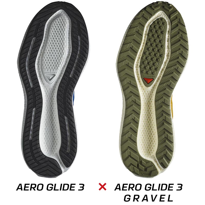 Porovnanie podrážky Salomon Aero Glide 3 a Aero Glide 3Gravel - Novinka 2025 v bežeckej obuvi.